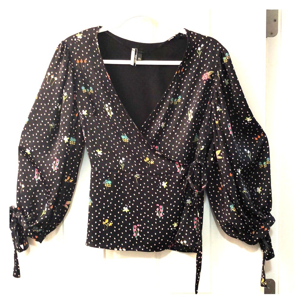 Topshop Poet Sleeve Floral Blouse